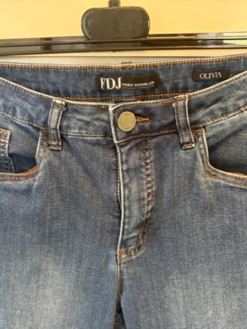 FDJ French Dressing Jeans Olivia sz 10 blue denim 28 in inseam deco embroidery - Picture 8 of 15
